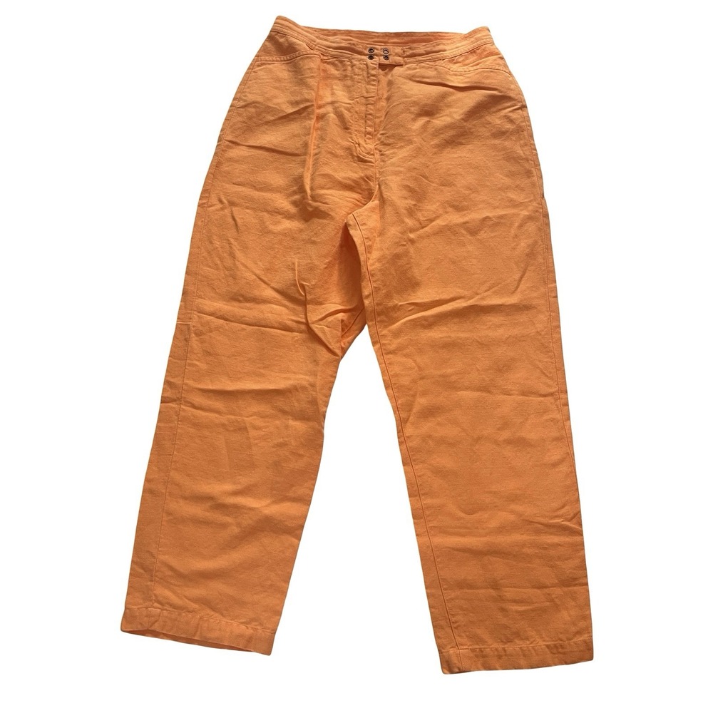 VTG Talbots Women's Size 8 Orange Chino Pants Irish Linen Blend Straight Leg